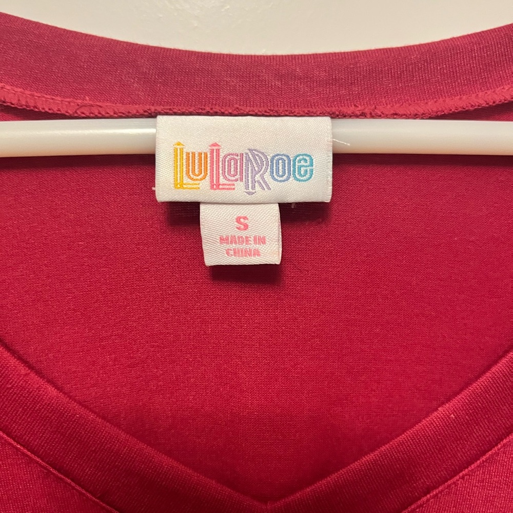 LuLaRoe Burgundy Dress with Monochrome Sleeves - Picture 5 of 6